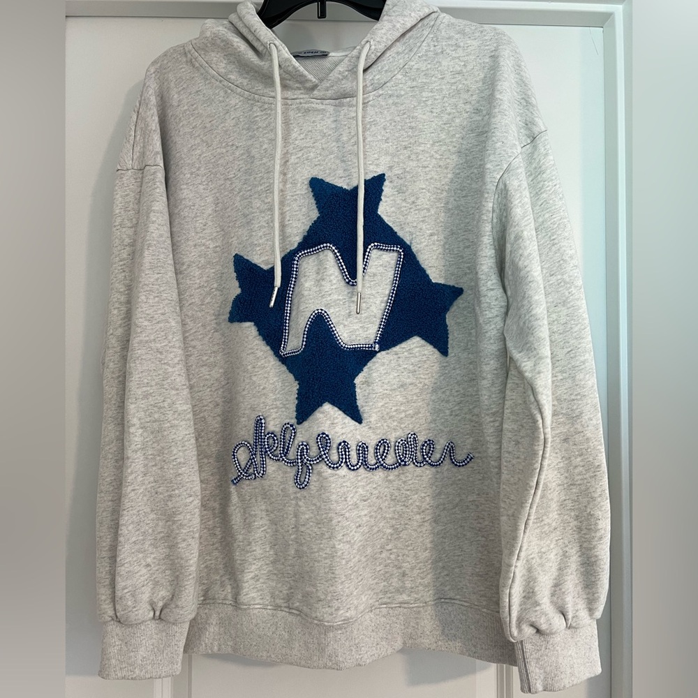 Women’s Aelfric Eden Gray and Blue Star Hoodie. Size small. Pre-owned.